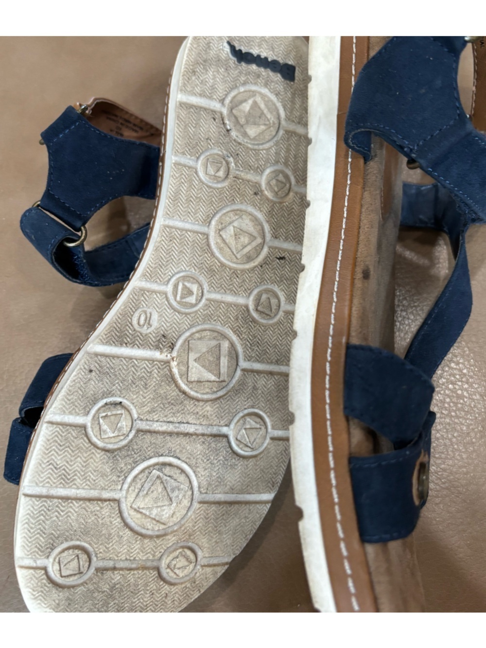 Bench vintage Navy Blue T-Strap Casual comfortable minimalist Sandals - Picture 5 of 6